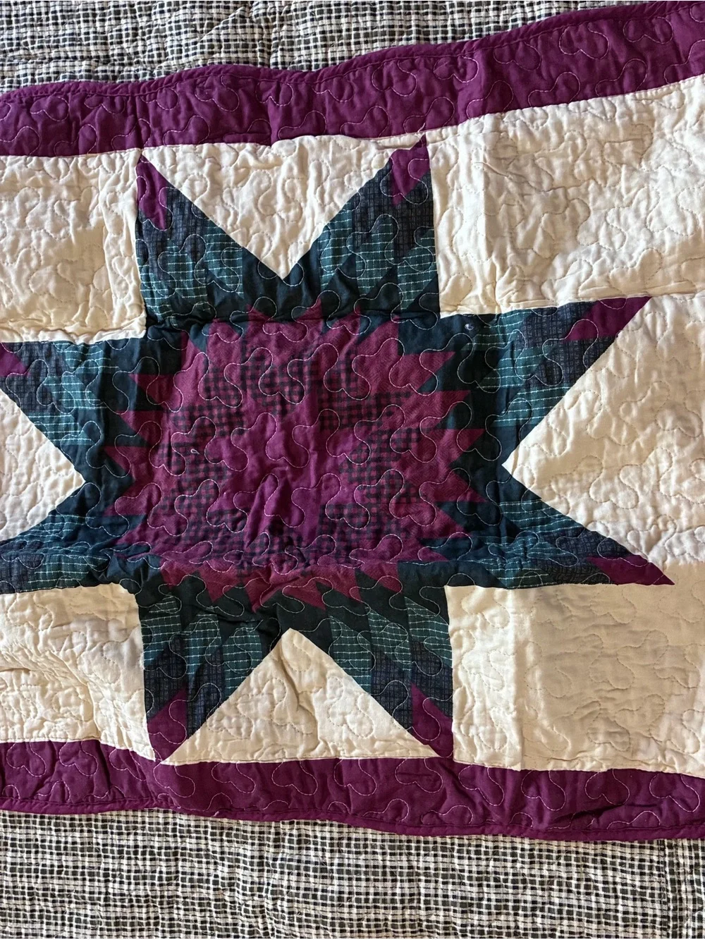 King Patchwork Quilt & Sham Rustic Star 105x95